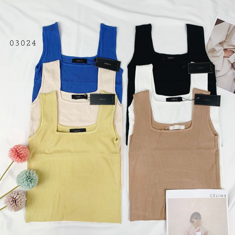 TANGTOP WANITA LEBAR SEMI CROP POLOS BASIC ONE K RAJUT BKK WANITA TANKTOP DALAMAN INNER POLOS RAJUT 