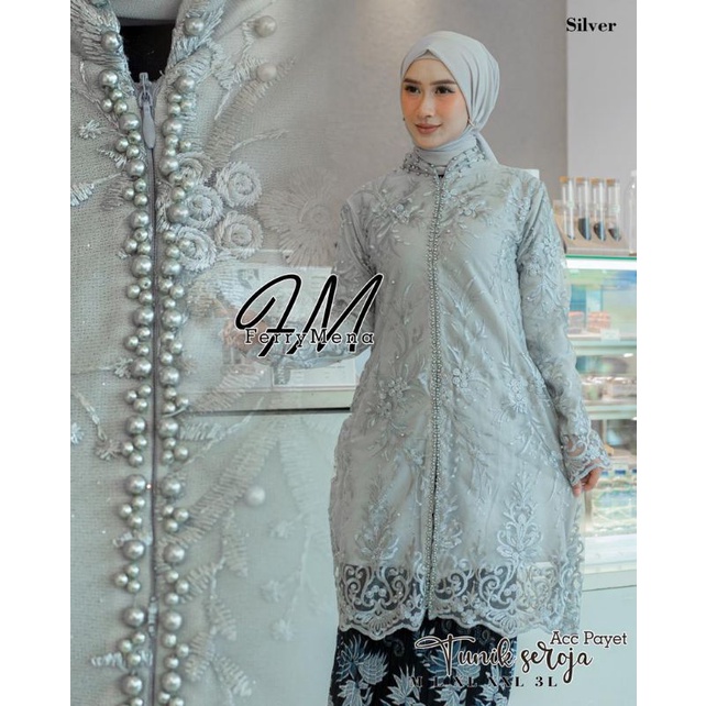 Setelan Kebaya Tunik Tulle Seroja Payet Kebaya Modern