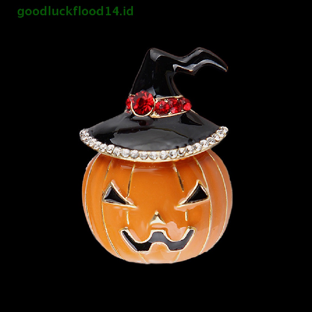 [GOOGFOUR] Enamel Antik Kristal Labu Topi Bros Pin Halloween Kerah Pin Perhiasan Hadiah [TOP]