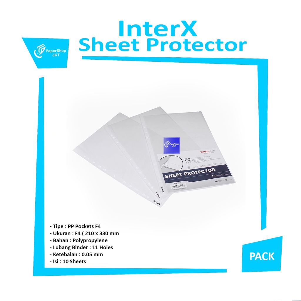 

INTER X Folder - Sheet Protector PP Pockets F4 Isi 10 Lembar - Pack