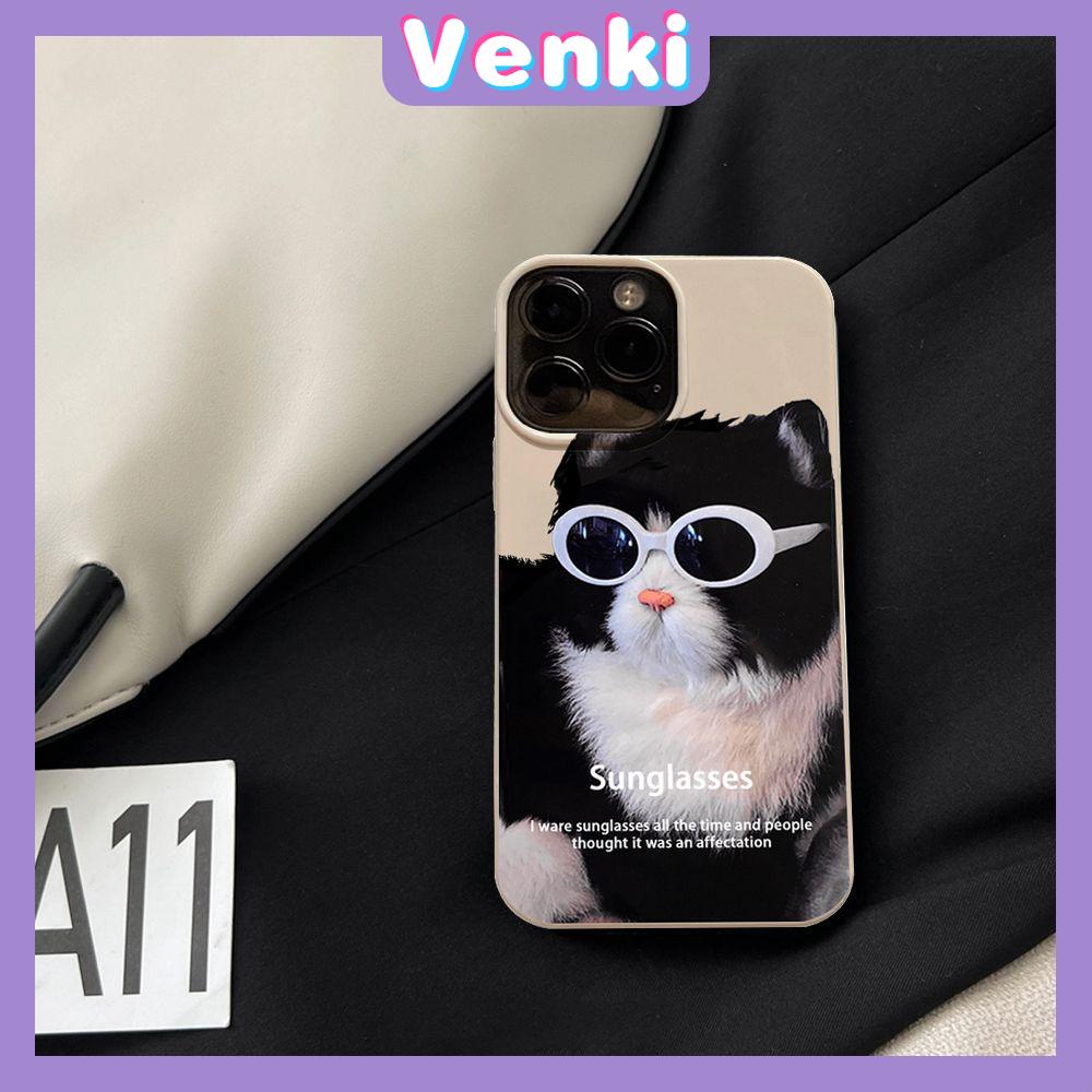 Case For iPhone 14 Pro Max Soft TPU Candy Case Cute Sunglasses Cat Glossy Khaki Back Cover Camera Protection Shockproof For iPhone 13 12 11 Pro Max 7 8 Plus X XR