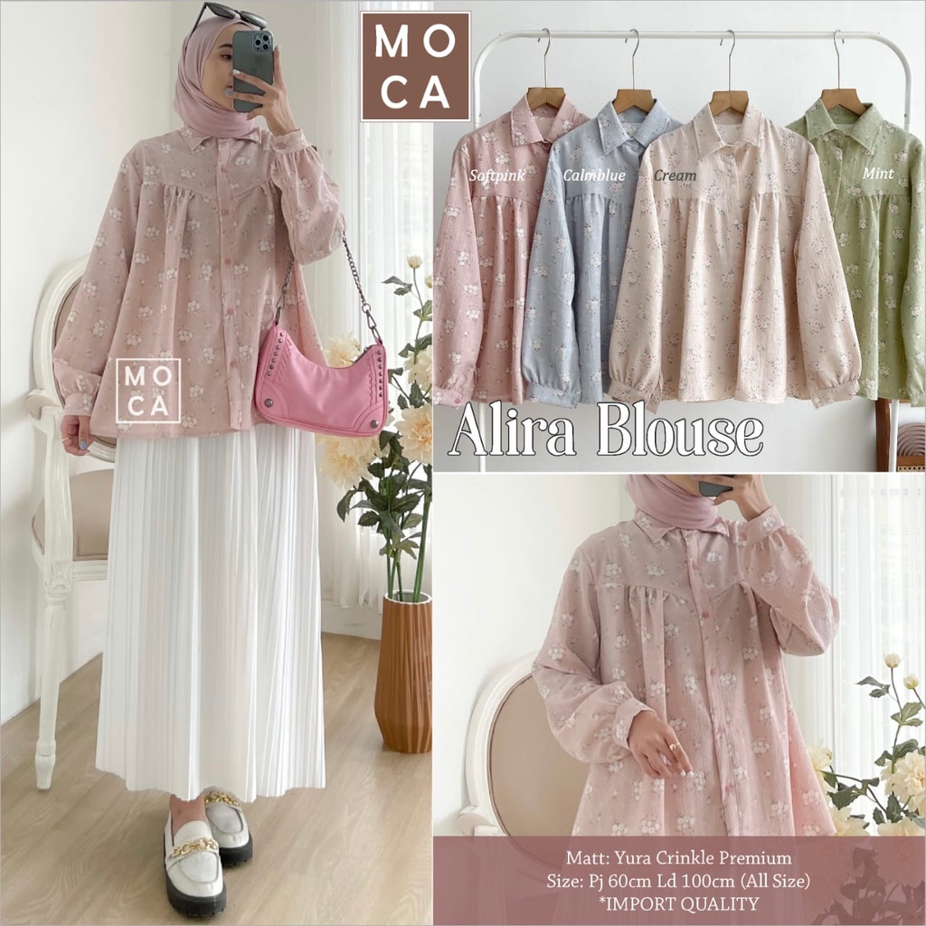 ALIRA BLOUSE / ATASAN BLOUSE PREMIUM YURA CRINKLE BY MOELA
