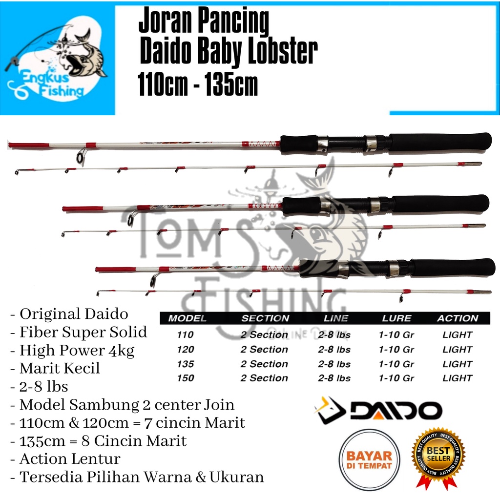 Joran Pancing Daido Baby Lobster 110cm -135cm Fiber Solid (2-8lbs / 4kg) Murah - Engkus Fishing