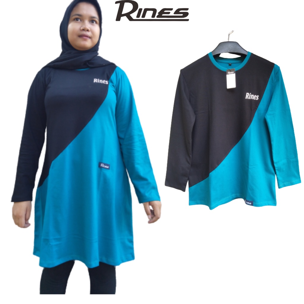 RINES Baju Kaos Tunik Muslim Couple Pasangan Warna Kombinasi Combed 20s