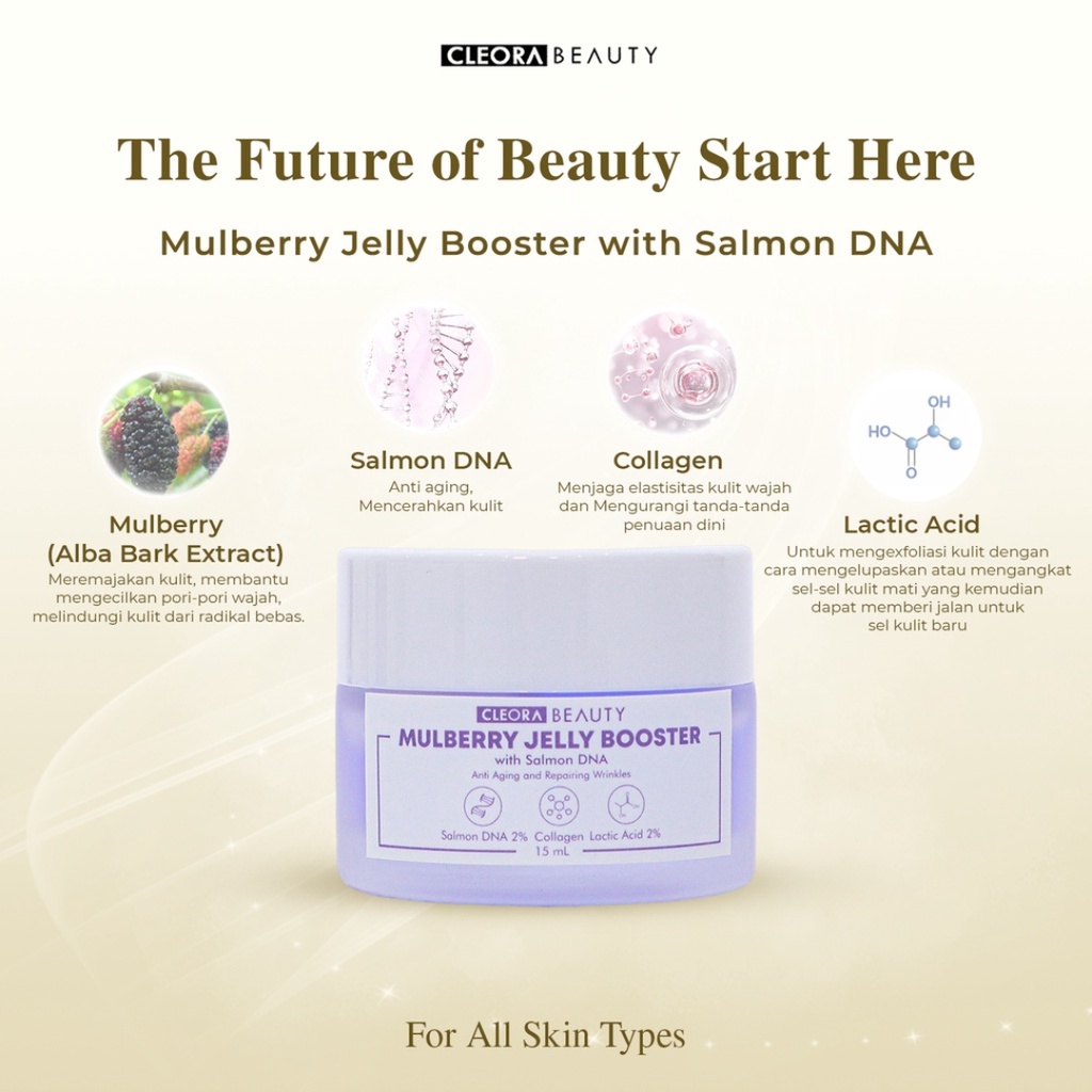 [ Agen Resmi ] Cleora Mulberry Jelly Booster With Salmon DNA - Moisturizer Gel Original BPOM