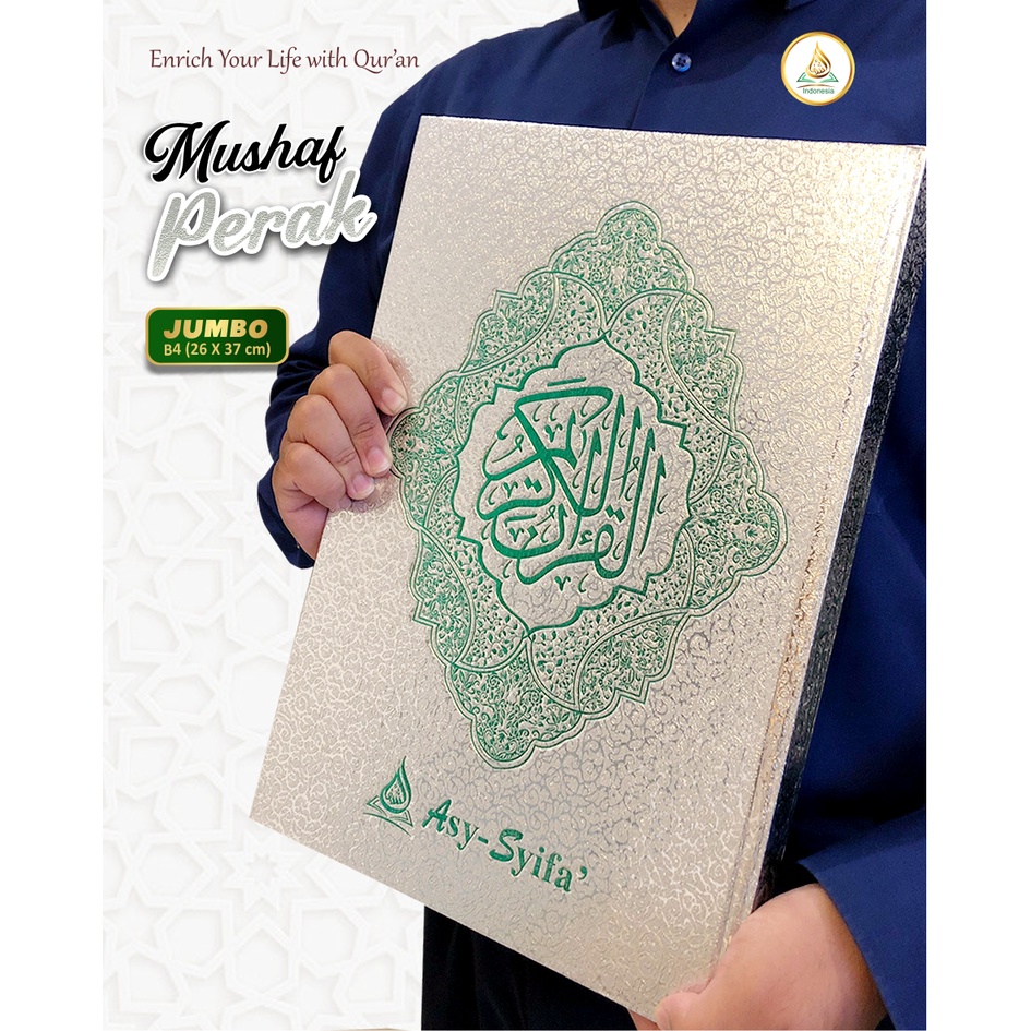 Al-Quran Jumbo Ukuran B4 Cover Perak dilengkapi dengan Tajwid