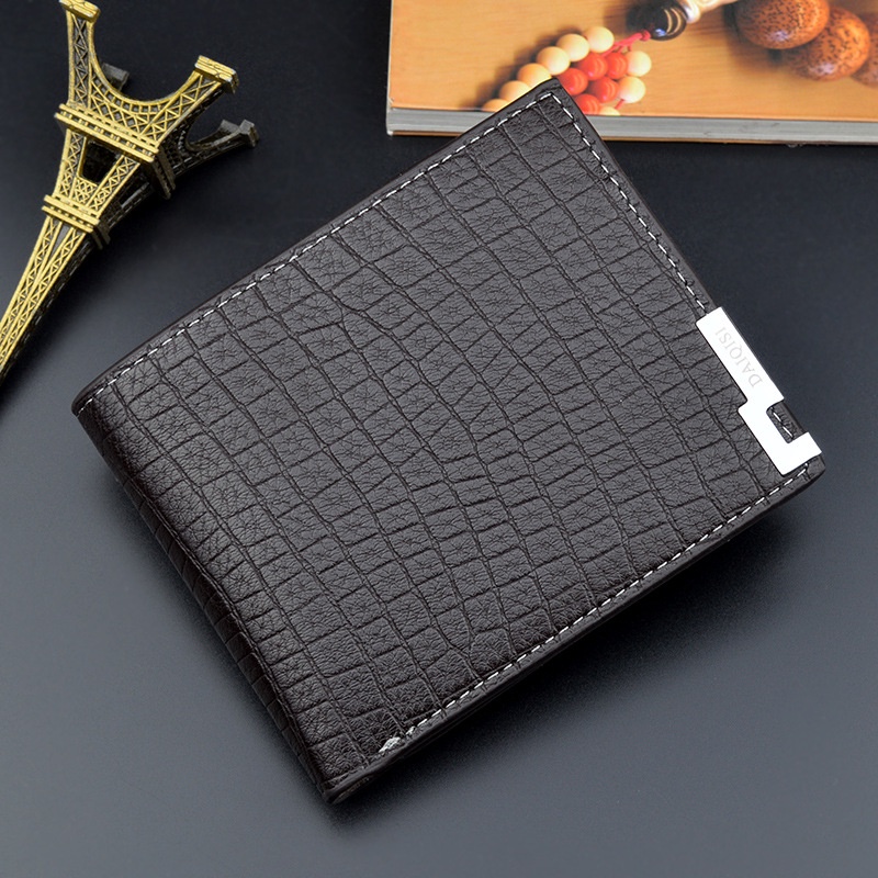 Dompet Lipat Pria Fashion Korea Style Kasual Motif Multifungsi Dompet Pendek Cowok Men Wallet PU Satu7an D93