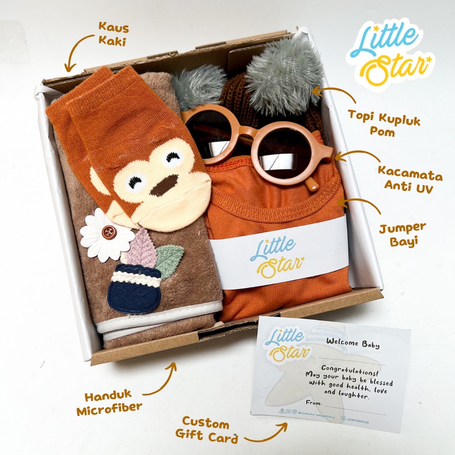 LS 6in1 Hampers Newborn Baby Gift Set Lahiran Handuk Bayi Baru Lahir Unisex Boy Girl