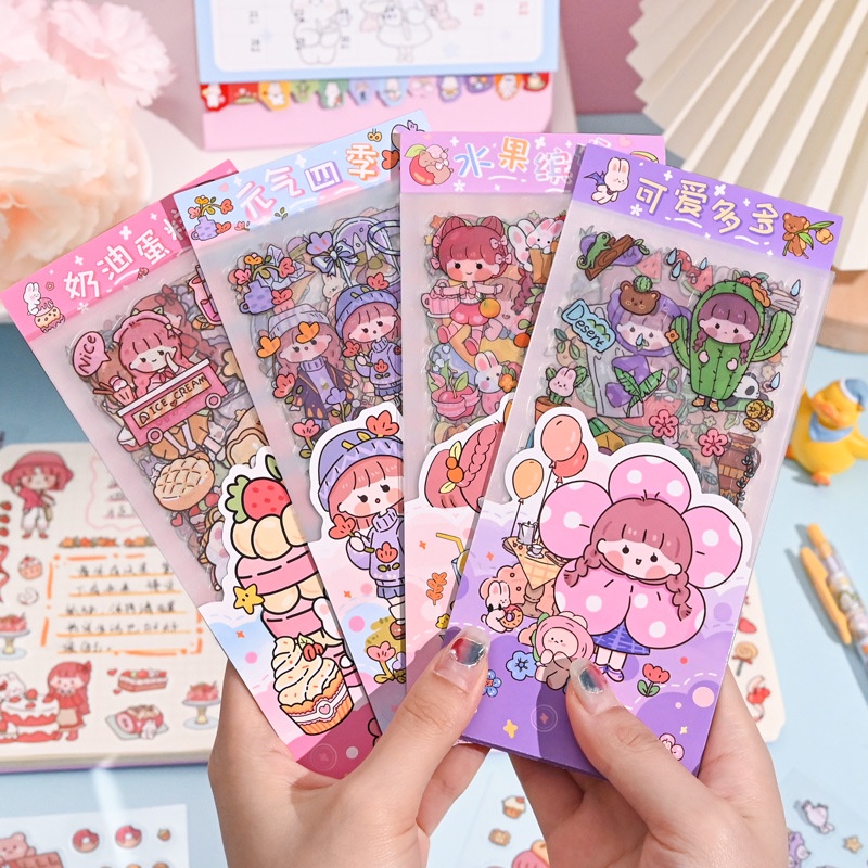 PAOPAO Stiker Akichan Aesthetic Long Panjang Cute isi 10 Lembar Import