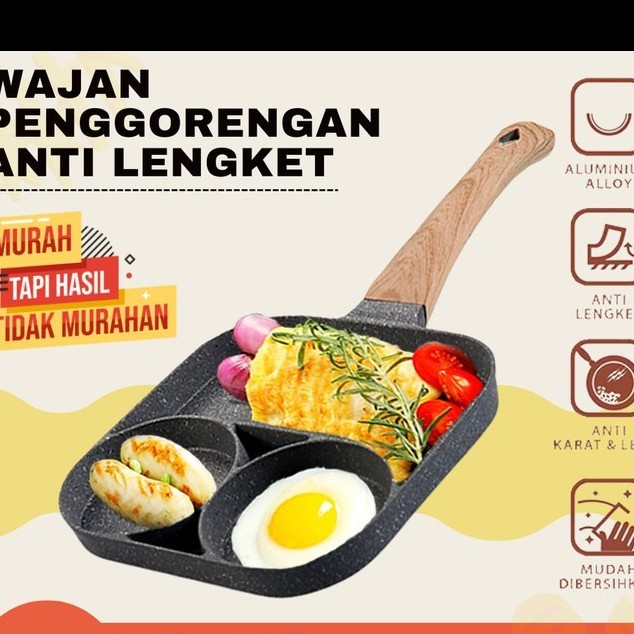 Panci Wajan Penggorengan Telur Pancake Daging 2 Lubang Anti Lengket