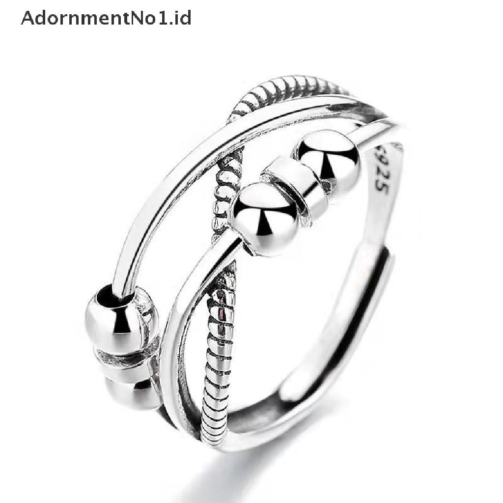 [AdornmentNo1] Cincin Kecemasan Pembukaan Yang Dapat Disesuaikan Fidget Ring Dengan Manik-Manik Cincin Perhiasan Penghilang Stres [ID]