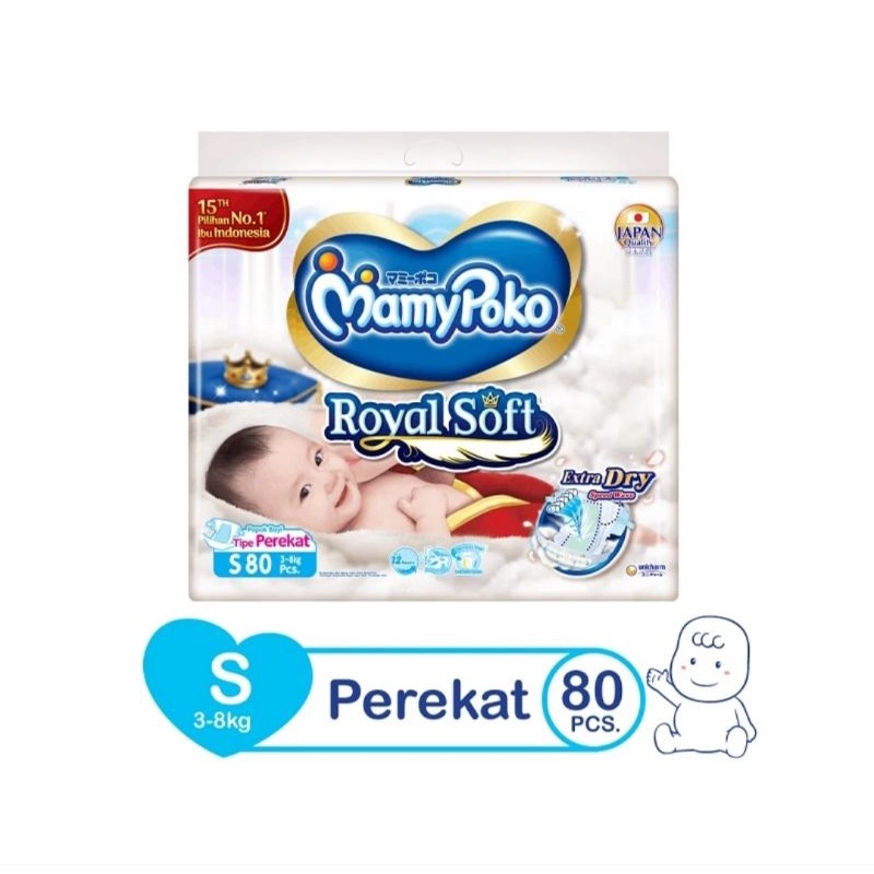 MamyPoko Royal Soft Tape  NB84 / S80 / M72 / L62 tipe perekat