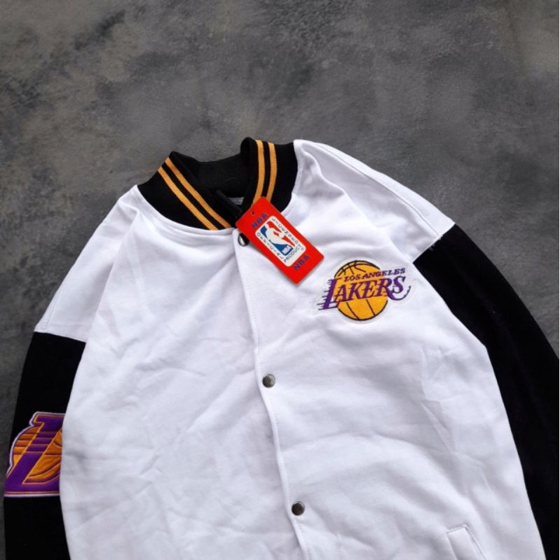 JACKET VARSITY LAKERS NBA FULL BORDIR AUTHENTIC PREMIUM