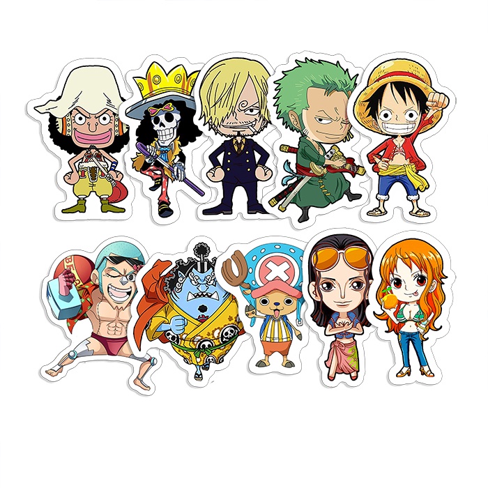 

Stiker pack One Piece Kru Luffy 2 isi 10 pcs Bahan Vinil Tahan Air Waterproof