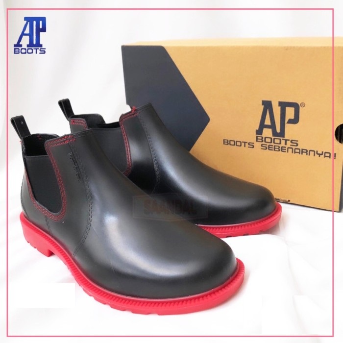 Sepatu AP BOOTS Pendek AP Boots Hobby N Work Hitam Merah Casual Bikers Trendy Gaya sepatu kerja Kantoran Proyek Perkebunan Pertanian BY AEGIS SHOES