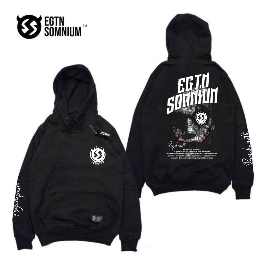 JAKET SWEATER HOODIE EIGHTYNINE BLACK SOMNIUM / JAKET HOODIE PRIA WANITA / HOODIE SIZE JUMBO / HOODIE MOTIF FULLTAG PREMIUM