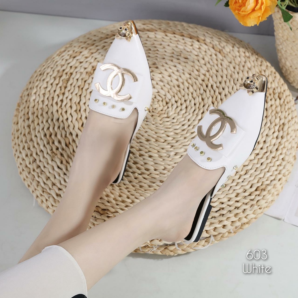 NEW ARRIVAL PRODUK BESTSELLER SANDAL WANITA IMPORT SLOP KULIT MUTIARA DPN CNL Kode: 603