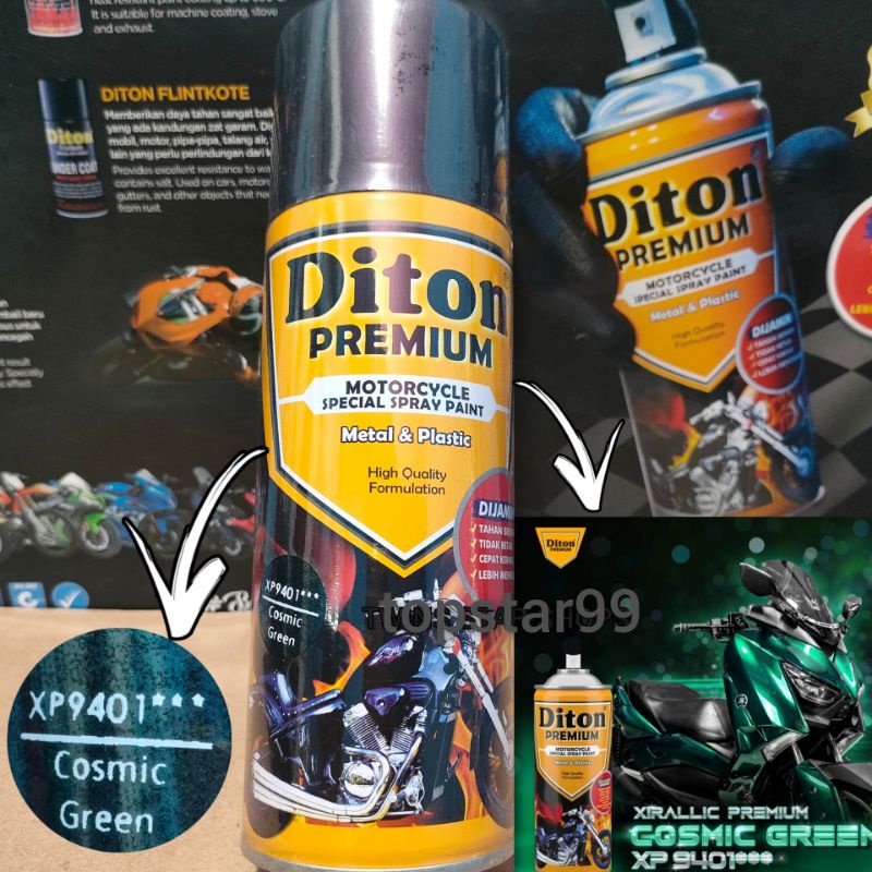 Pilok Cat Diton Premium Cosmic Green V9401 9401 Hijau tua metalik 400cc Pilox Cat Semprot Special Spray Paint