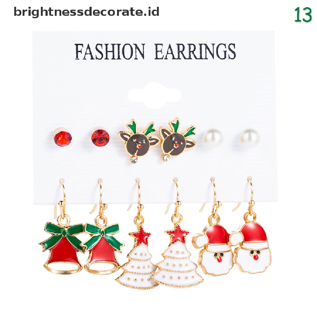 [Birth] 6pasang Giwang Telinga Natal Anting Pohon Christma Snowman2022 Merry Christmas Decor Kado Anak Perempuan Happy New Year2023 [ID]