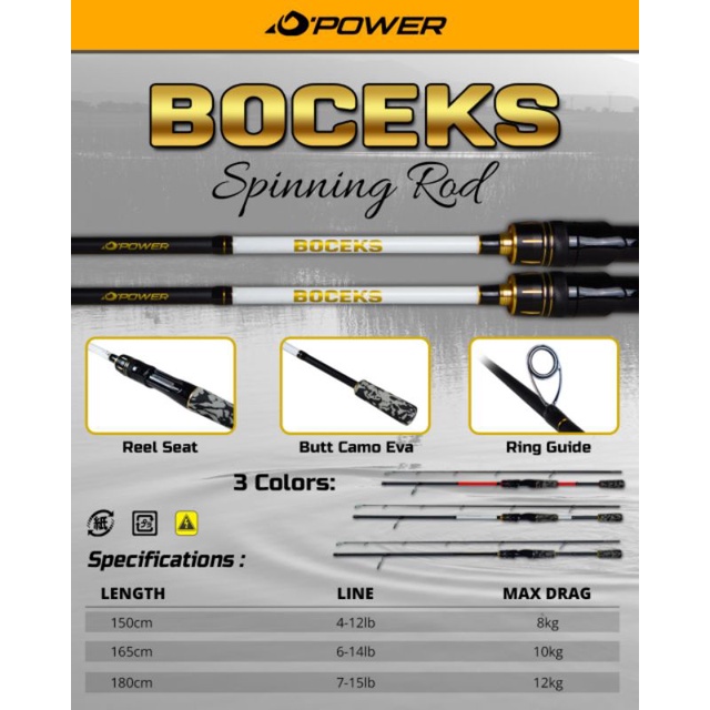 Rod/Joran spinning D power Boceks Carbon Solid