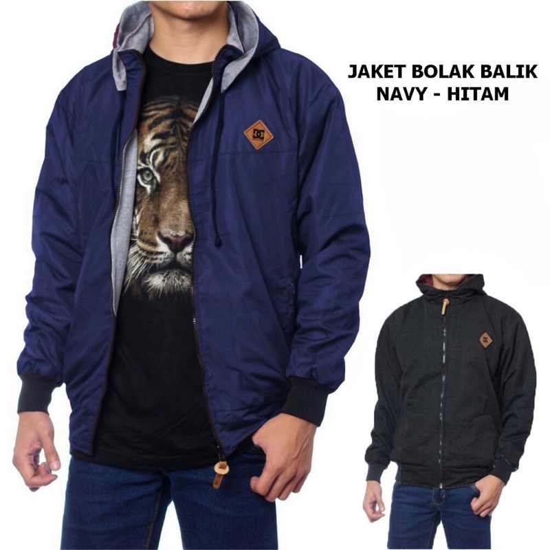 JAKET PRIA BB 2IN1 BOLAK BALIK PARASUT PRIA BIGE SIZE WATERPROOF M L XL XXL