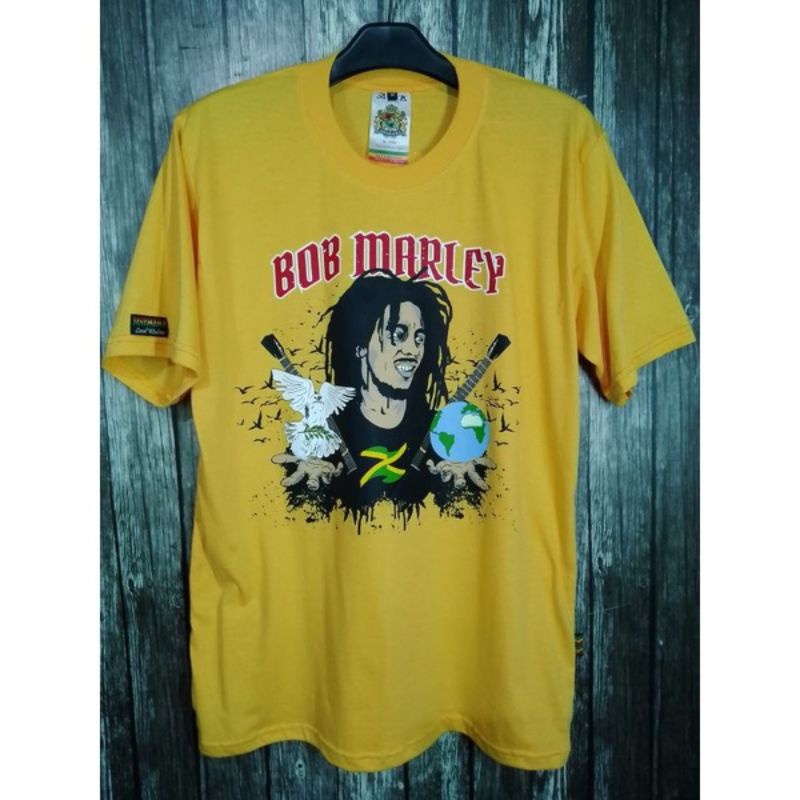 Kaos Bob Marley Rastaman Vibration| Kaos Cowok | Kaos Pria | Baju Cowok | Baju Kuning