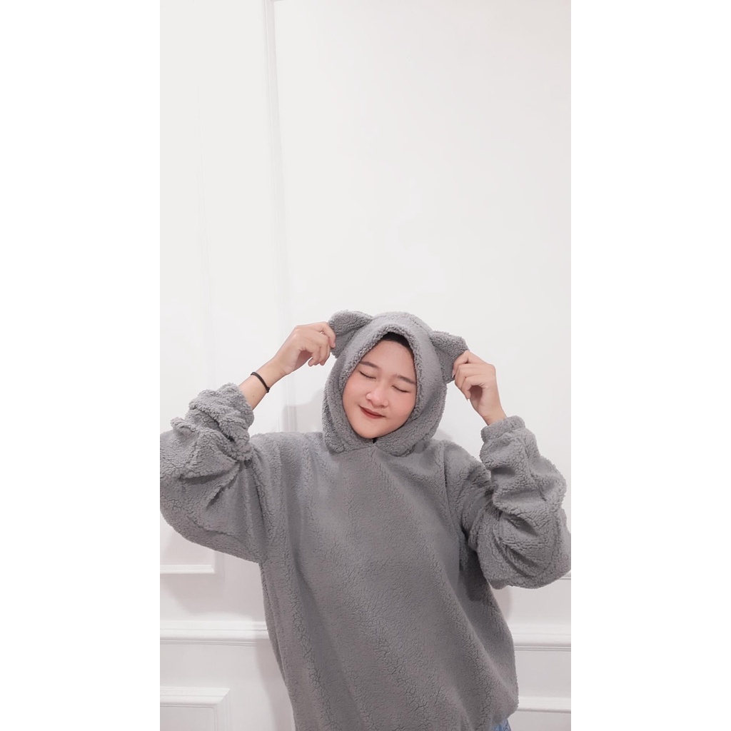 Jaket Sherpa Bulu Domba Wanita Oversize