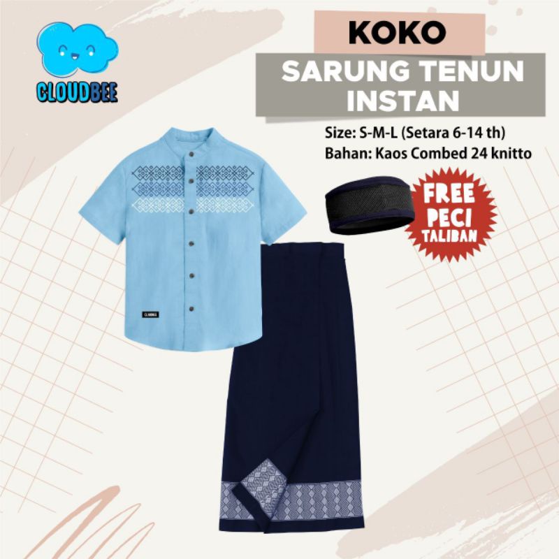 KOKO SARUNG TENUN INSTAN CLOUDBEE size 6-14 T/ SARKOCI KEMKO CLOUD BEE