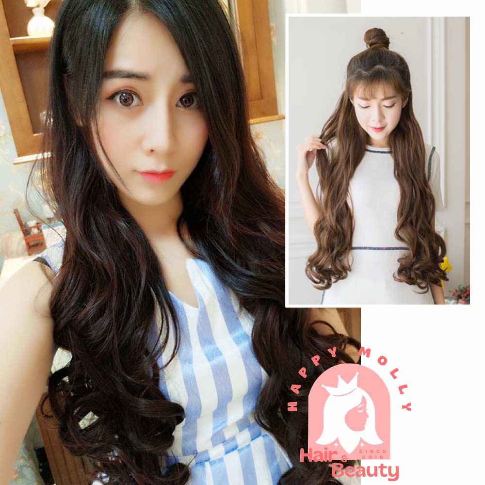 Hair Clip Extension - Highlight Rambut Sambung Palsu - Fashion Wanita Korea - Headpiece Warna Warni W8124 ( Group )