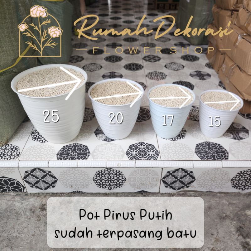 Pot Tirus Besar 25 cm ( terpasang batu + semen )