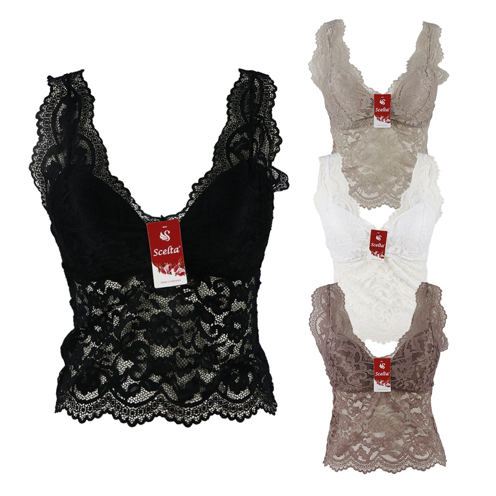 Scelta - Bralette Atasan Bh Brukat Bra Full Renda Tanktop Tank Top At Sc 1156