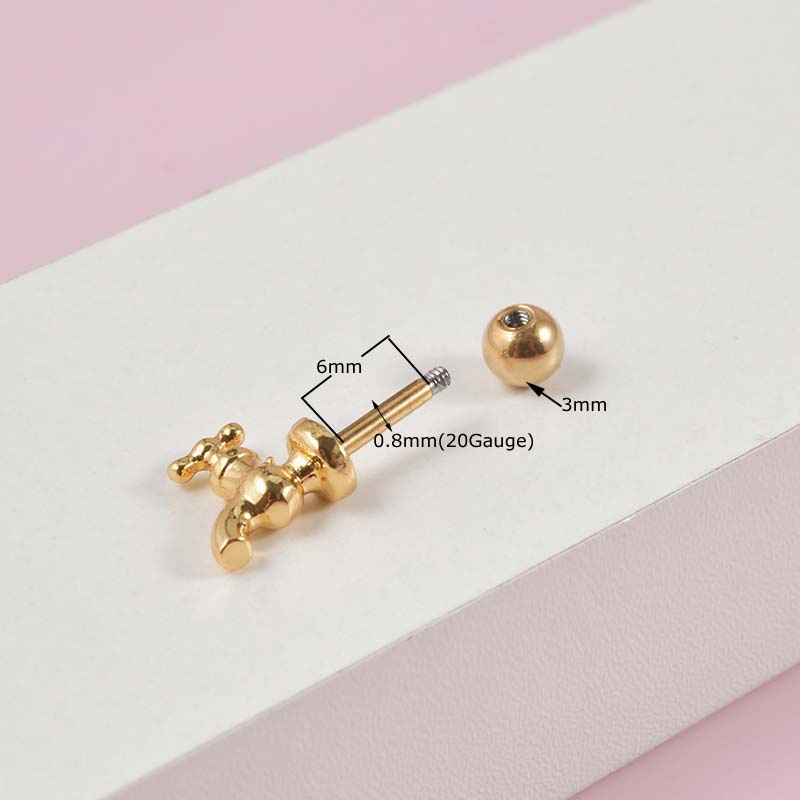 1biji Keran Air Bentuk Pinna Helix Piercing 20Gauge Cartilage Earrings Stud Stainless Steel