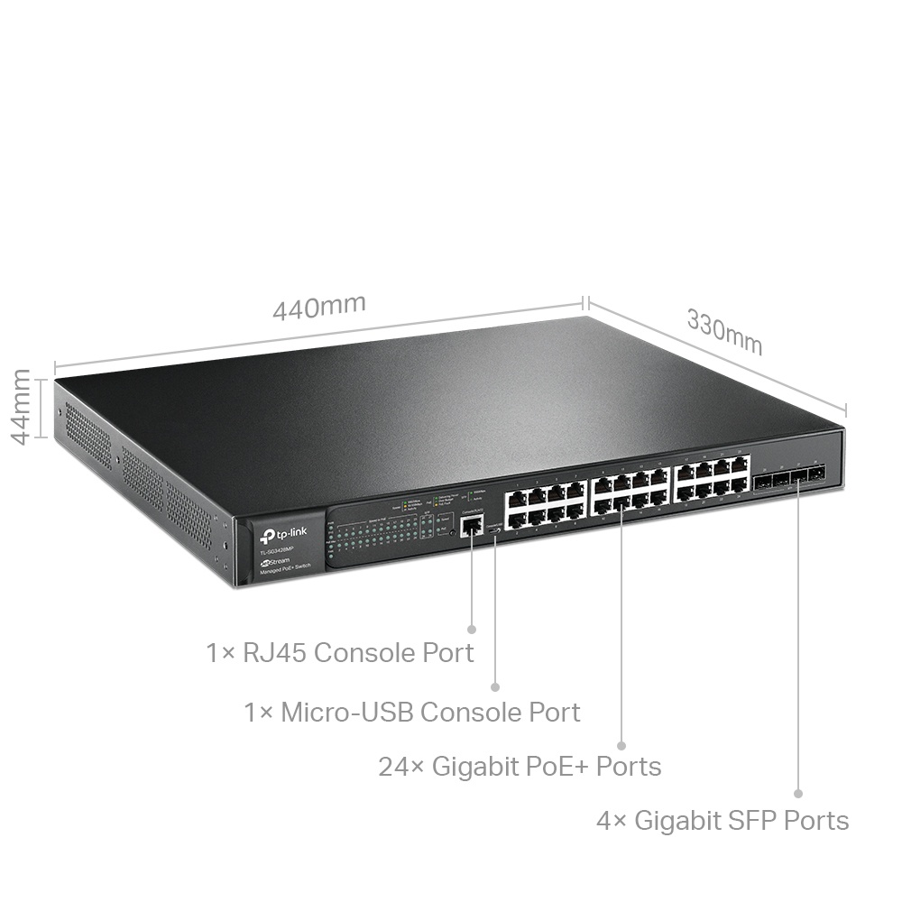 Tp-Link TL-SG3428MP JetStream 28-Port Gigabit L2+ Managed Switch with 24-Port PoE+