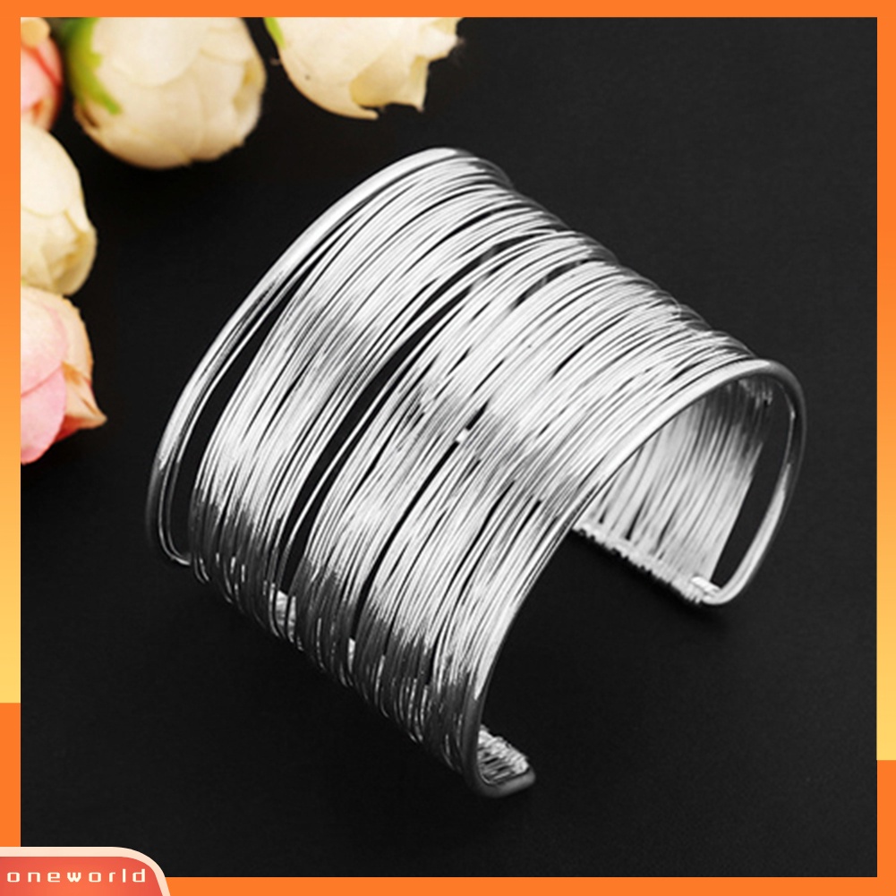 {oneworld} Fashion Wanita Multilayer Metal Wires Strings Open Bangle Lebar Manset Gelang