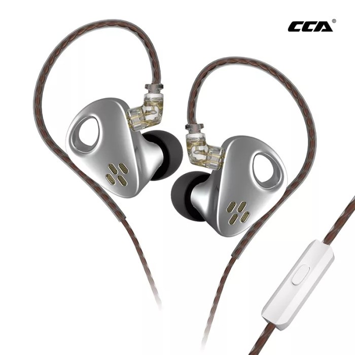 CCA CXS with Mic Earphone HIFI Metal In Ear Monitor Amazing Timbre IEM - Silver