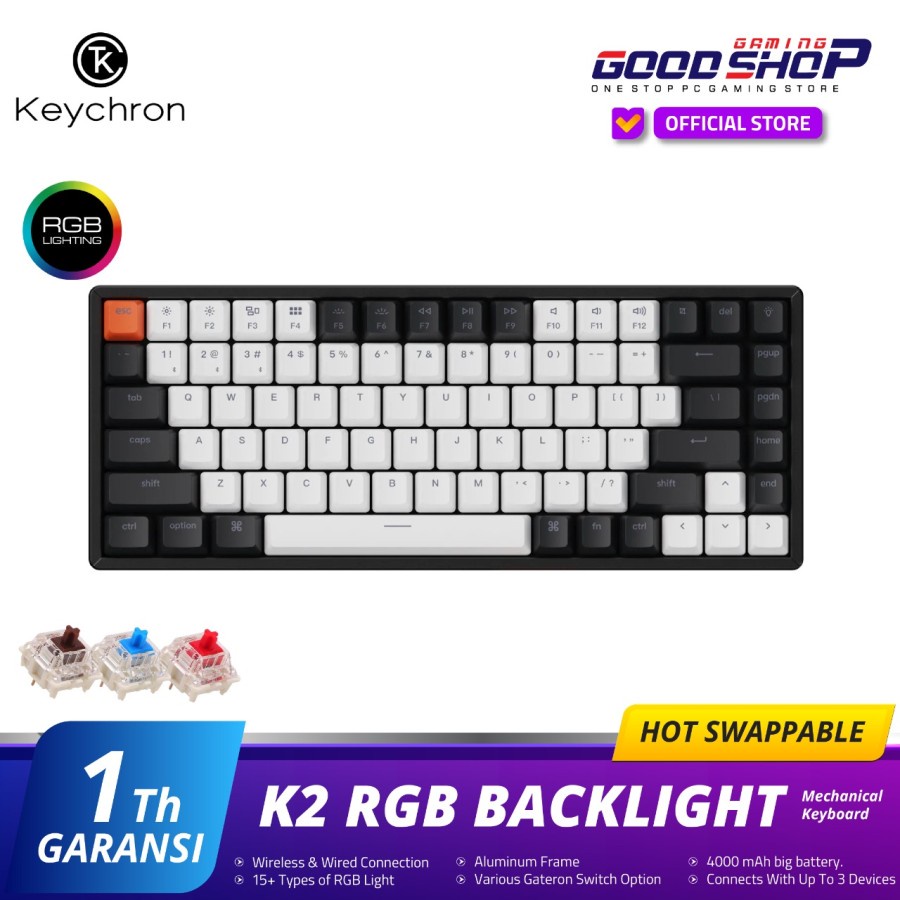 Keychron K2 v2 Hot-Swappable WHITE Backlight PLASTIC Frame Keyboard