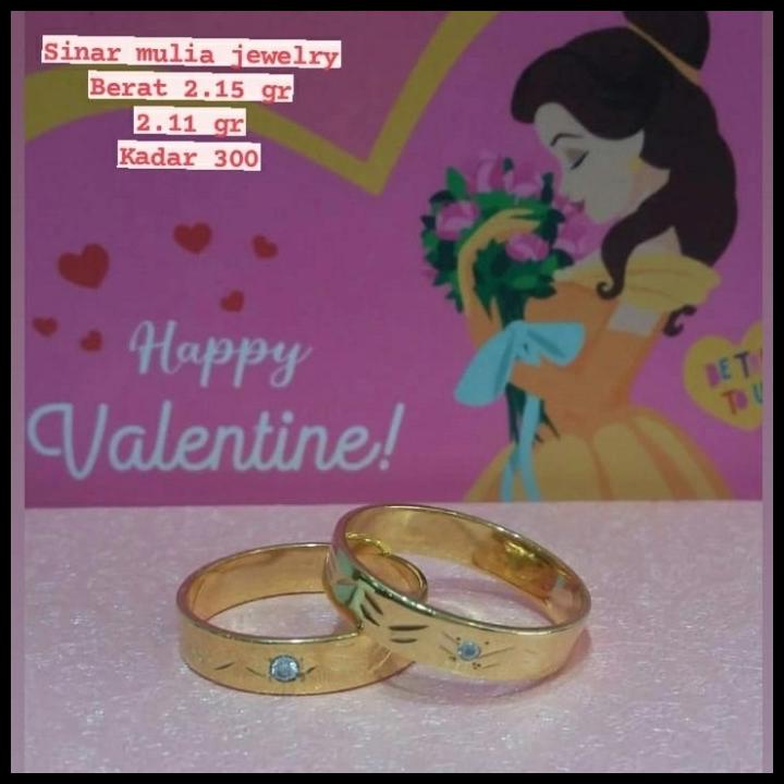 Cincin Boling Couple Mata Satu 3 Dewasa Emas Asli