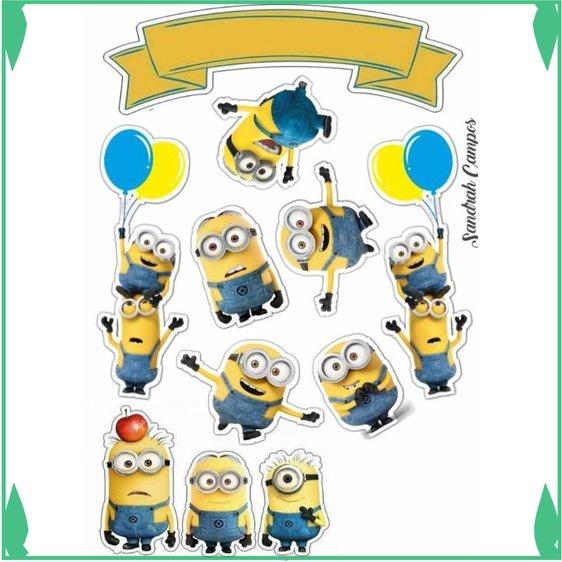 Topper Cake Custom Nama Tema Minions  baner kue ultah Fadhilsouvenir