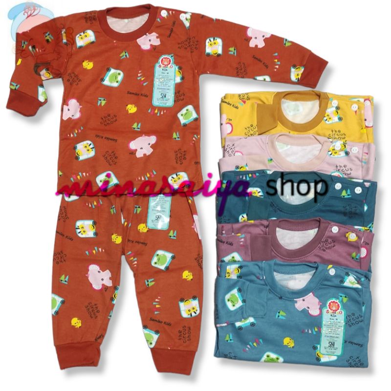SAMLEO Piyama Bayi SNI Setelan Bayi Lengan Panjang Print Warna Kancing Pundak Uk. M - XL