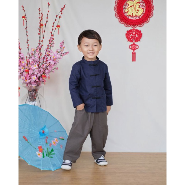 PEIYU SET | Baju Anak Laki-laki | Atasan Casual Anak | Baju Anak Cheongsam