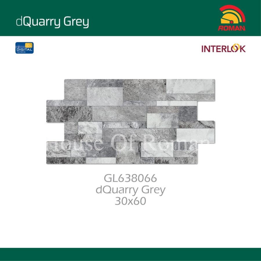 ROMAN KERAMIK INTERLOK DQUARRY GREY 30X60 GL638066 (HOUSE OF ROMAN)