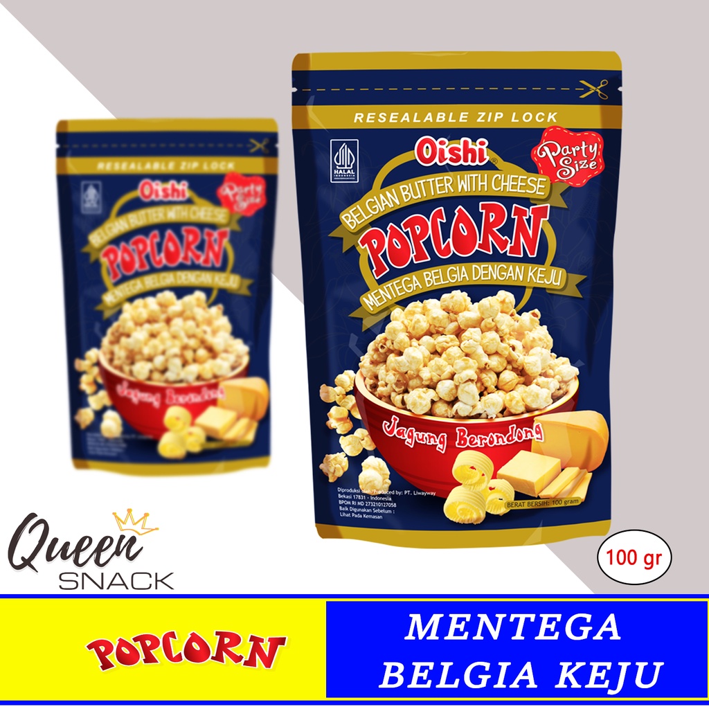 

Oishi Pop Corn Belgian Butter With Cheese Jagung Brondong Rasa Mentega Keju Belgian Kemasan Pouch 100gr