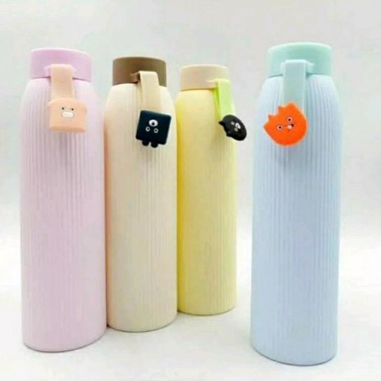 Botol Air Minum Kaca Case Karet Pelindung Handle Cute