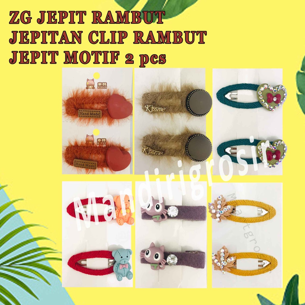 Jepitan Rambut Motif* Jepitan Rambut ZG* Jepitan Motif 2pcs