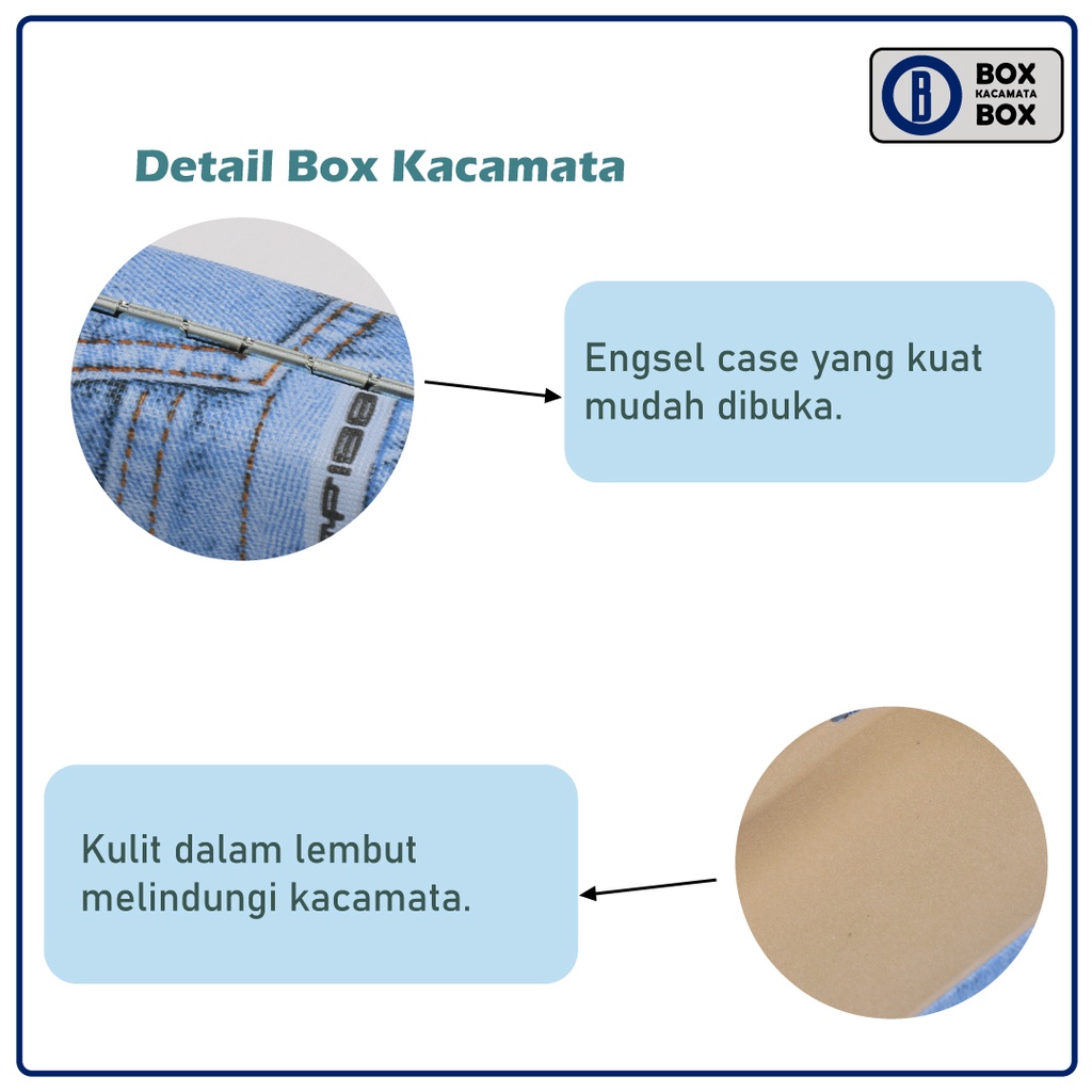 Box / Tempat Kacamata Hard Case Free Lap Motif Jeans Abstrak Cepuk Magnet / Tempat Kacamata Frame New CC6