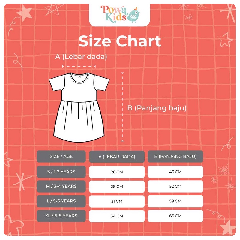 Powa Kids Natsu Summer Basic Dress | Baju Dress Anak