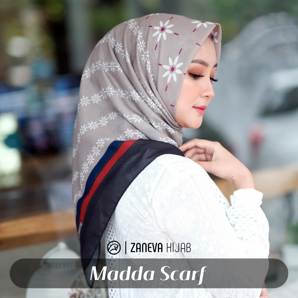 Zara Voal Printed Scarf by Zaneva l Zaneva Hijab Segi empat premium l Hijab Motif Best Seller