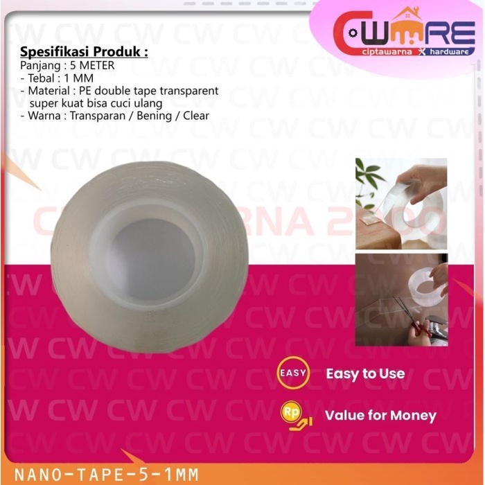 

<<<<<] Double Tape Transparant Bening Transparan 5 Meter LEBAR 3CM X 1MM
