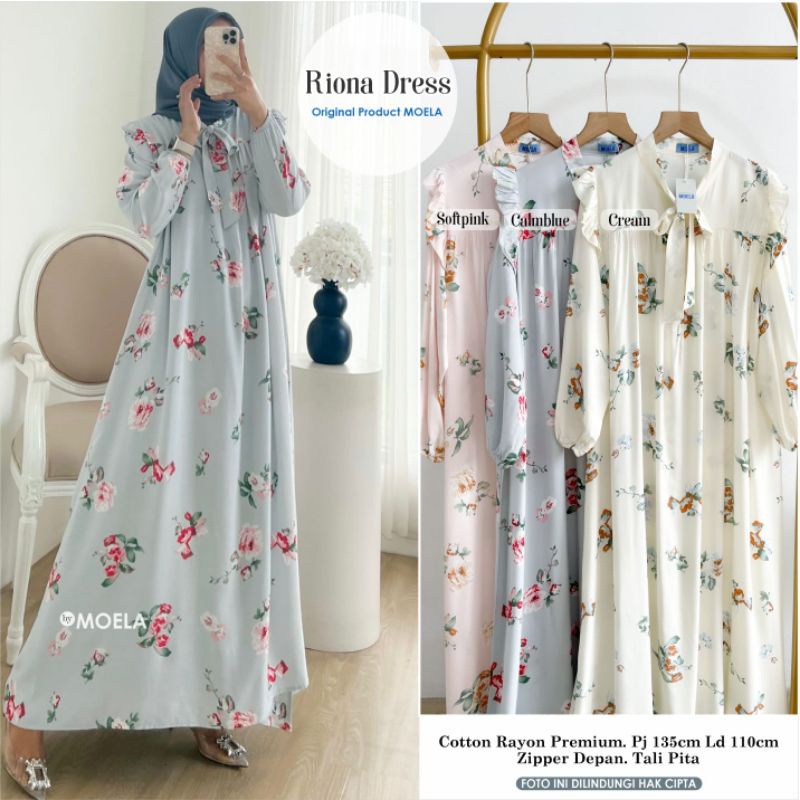 Riona Dress Gamis Jumbo Allsize Busui Premium Catton Rayon Original Moela Berlabel