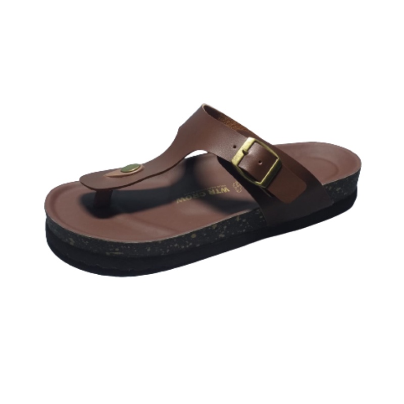 Sandal Jepit Kulit Pria Wanita Casual  Jenite Brown WTR Crow